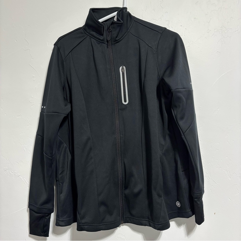 FullBeauty Sport Size 12 Women Running Jacket Black Athletic Full Zip Thumb Hole